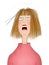 Funny Cartoon Lady Looking Frazzled or Stressed Out