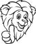 Funny cartoon lion giving thumb up