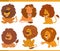 funny cartoon lions wild animals species characters set