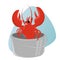 Funny cartoon lobster in pot