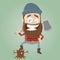 Funny cartoon lumberjack