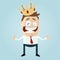 Funny cartoon man with a crown