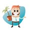 Funny cartoon man with houseplant