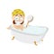 Funny cartoon man taking a bath