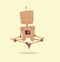 Funny cartoon meditating robot vector