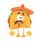 Funny cartoon Mexican taco character with meat and vegetables, traditional humanized food in traditional clothes vector