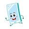 Funny cartoon mobile phone, smartphone character running, hurrying somewhere