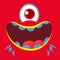 Funny cartoon monster face. Vector Halloween monster square avatar