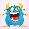 Funny cartoon monster wearing round eyeglasses. Vector illustration of tiny smart creature