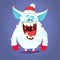 Funny cartoon monster wearing Santa Claus hat. Christmas illustration