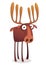 Funny cartoon moose character with a bird sitting on horn. Vector moose illustration isolated