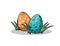 Funny cartoon multicolored dinosaur eggs