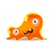 Funny cartoon orange slimy monster. Cute bright jelly character