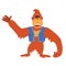 Funny cartoon orangutan waving his hand