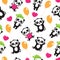 Funny cartoon panda baby bear vector childrens seamless pattern