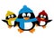 Funny cartoon penguins isolated