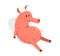 Funny cartoon pig sitting on ground adorable and humorous vector illustration.