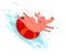 Funny cartoon pig slides on water using ring in aqua park or sea beach summer fun vector illustration, activity happy enjoying