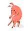 Funny cartoon pig upset and depressed sitting and crying vector illustration, oh the drama.