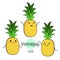 Funny cartoon pineapple character with different emotions on the face. Comic emoticon stickers set. Vector icons, isolated on whit