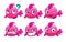 Funny cartoon pink fish character