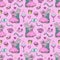 Funny cartoon princess mouse and mouse Prince. Seamless pattern. Dream big. Motivation. Cartoon character illustration