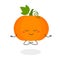 Funny cartoon pumpkin doing meditation vector illustration
