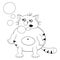 Funny cartoon red cat stands, hiccups and lets bubbles out of his mouth. Funny coloring in the style of comics