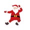 Funny cartoon Santa dancing, quirky comic character.