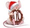 Funny cartoon santa mouse symbol of year 2020 with chocolate cookies