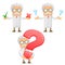 Funny cartoon scientist with a question mark