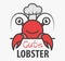 Funny cartoon seafood shop mascot. Happy lobster chef. Crawfish bar icon. Design for print, emblem, t-shirt, party decoration,