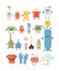 Funny cartoon set of different cleaning tools. Kawaii cleaning e
