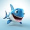 Funny Cartoon Shark Baby In 3d Pixar Style