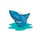 Funny cartoon shark. Comic stupid fish. Isolated character for mobile pirate game. Angry marine animal