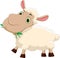Funny cartoon sheep eating grass