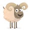 Funny cartoon sheep icon. Vector illustration of a fluffy sheep character mascot