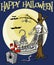 funny cartoon skeleton - happy halloween