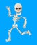 Funny cartoon skeleton posing while running. Vector bony character. Human bones illustration skeletal. Dead man on color