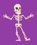 Funny cartoon skeleton spreads his hands. Vector bony character. Human bones illustration skeletal. Dead man on color