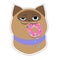 Funny cartoon smiling siamese cat and donut in a pink glaze on white background vector illustration