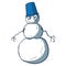 Funny cartoon snowman with bucket. Vector