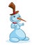 Funny cartoon snowman outlined. Christmas snowman character illustration isolated.