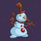 Funny cartoon snowman outlined. Christmas snowman character illustration isolated.