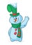 Funny cartoon snowman presenting. Christmas snowman character illustration isolated.