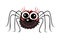 Funny cartoon spider isolated on white background.