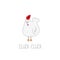 Funny cartoon squawking chicken on white background