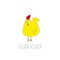 Funny cartoon squawking chicken on white background