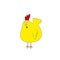 Funny cartoon squawking chicken on white background