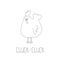 Funny cartoon squawking chicken on white background. Rooster symbol New Year 2017. Template for your design.